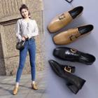 Faux Leather Block Heel Loafers