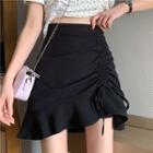 High-waist Drawstring Fish Tail Mini Skirt