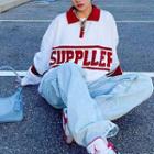 Letter Zip Collared Sweater
