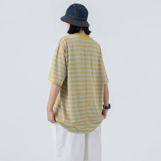 Crewneck Two Tone Striped Oversize Top