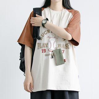 Raglan Short Sleeve Printed T-shirt