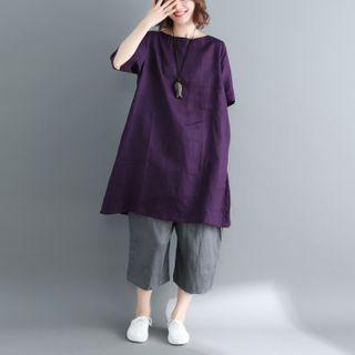 Set: Short-sleeve Long Blouse + Shorts