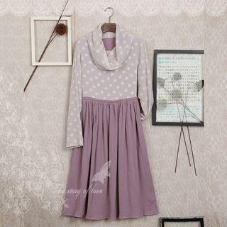 Funnel Neck Long-sleeve A-line Dress