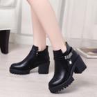 Chunky-heel Crystal Zip-side Shoe Boots
