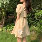 Cross-back Puff-sleeve Mini A-line Dress