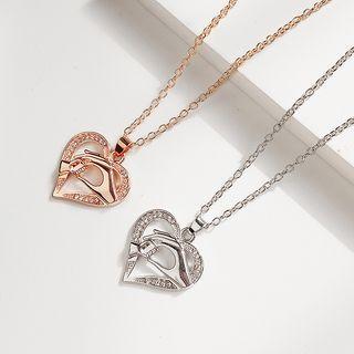 Love Heart Rhinestone Necklace
