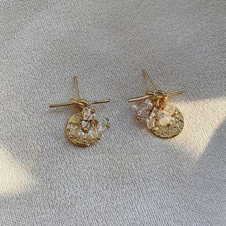 Faux Crystal Alloy Knot Dangle Earring 1 Pair - Gold - One Size