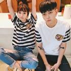 Couple Matching Tiger Embroidered Short-sleeve T-shirt
