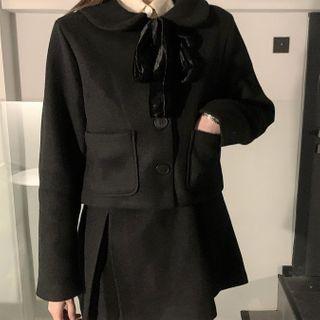 Cropped Button Jacket / Mini A-line Skirt