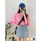 Letter-tag Colored Loose-fit T-shirt