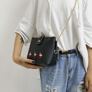 Flamingo Embroidery Crossbody Bag