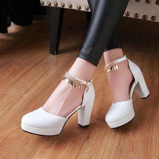 Block-heel Platform Embellished Sandals