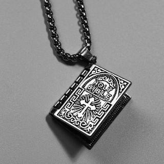 Bible Pendant Alloy Necklace Silver - One Size