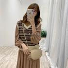 Striped Knit Vest Coffee - One Size