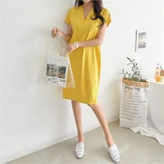 V-neck Seam-trim Shift Dress