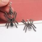Spider Drop Earring 1 Pair - Black & Silver - One Size