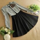 Long-sleeve Mock Two-piece Dress