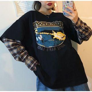 Long-sleeve Panel Printed Pullover