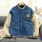 Color-block Loose-fit Baseball Jacket As Figure - One Size