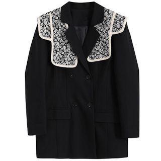 Floral Panel Double-breasted Blazer