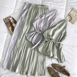 Set: One-shoulder Tank Top + Wide-leg Pants