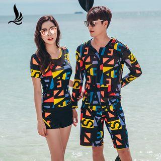 Couple Matching Letter Swim Top / Bottom / Set