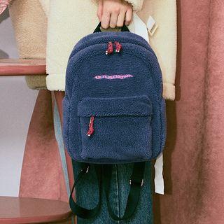 Embroidered Fleece Backpack