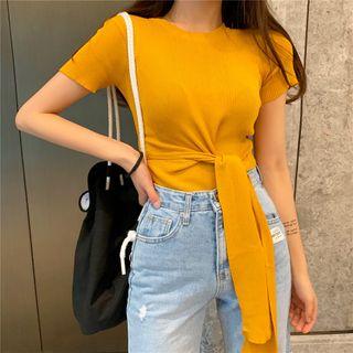 Tie-hem Short Sleeve Top