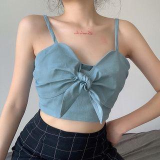 Spaghetti Strap Tie-front Crop Top