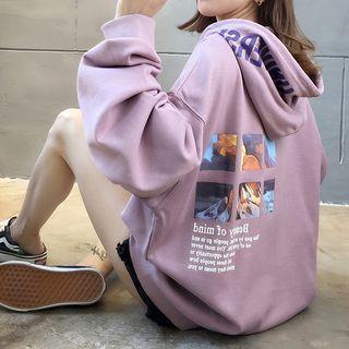 Hooded Long-sleeve Lettering Printed Sweatshirt