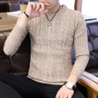Cable-knit Plain Sweater