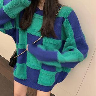 Checkerboard Fleece Sweater