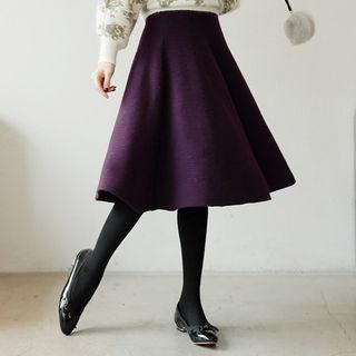 Wool Blend Midi Flare Skirt
