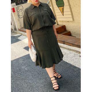 Flap-pocket Tie-hem Shirt Jacket