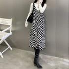 Zebra Print Knit Midi A-line Overall Dress Zebra - Black & White - One Size