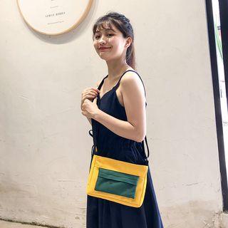 Two-tone Canvas Crossbody Bag Green - One Size