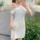 Halter Ruffle Trim A-line Dress