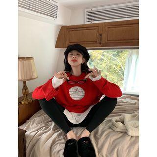 Lettering T-shirt / Cut Out Sweater