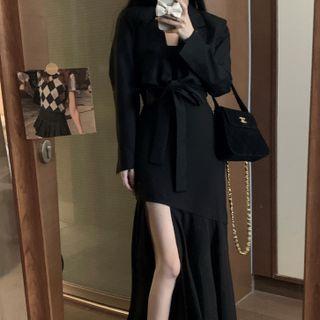Plain Oversize Blazer / High-waist Plain Skirt