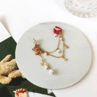 Bear Star Chained Cuff Earring