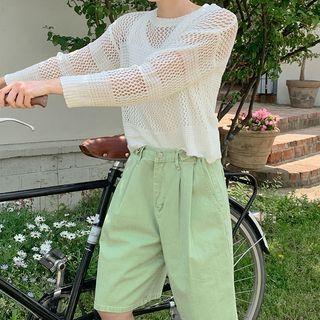 Long-sleeve Net-knit Top
