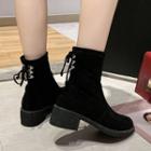 Lace-back Chunky-heel Short Boots