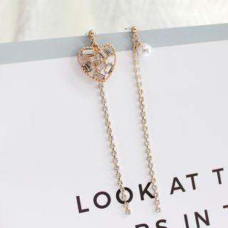 Non-matching Faux Pearl Rhinestone Dangle Earring