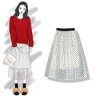 Polka Dot Midi A-line Mesh Skirt As Shown In Figure - One Size