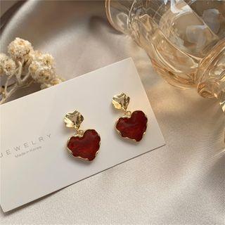 Heart Drop Sterling Silver Ear Stud / Clip-on Earring