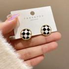 Checker Glaze Earring E4557 - 1 Pr - Black & White - One Size
