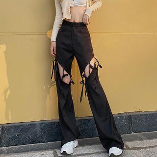 Plain Cutout Loose-fit Pants
