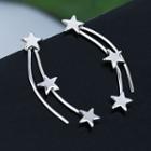 925 Sterling Silver Shooting Star Earring White Gold - One Size