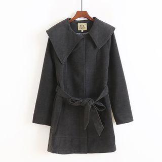 Irregular Collared Woolen Plain Coat