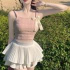 Bow Accent Crop Tank Top / Mini A-line Skirt
